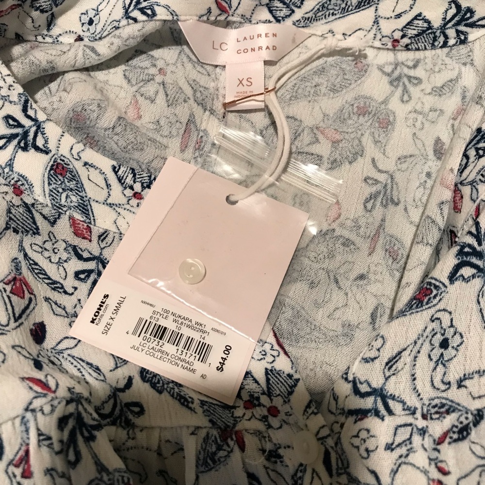 Lauren Conrad NWT floral Paisley ruffle sleeve peasant Blouse Sz Xs. Cottagecore - Picture 8 of 8